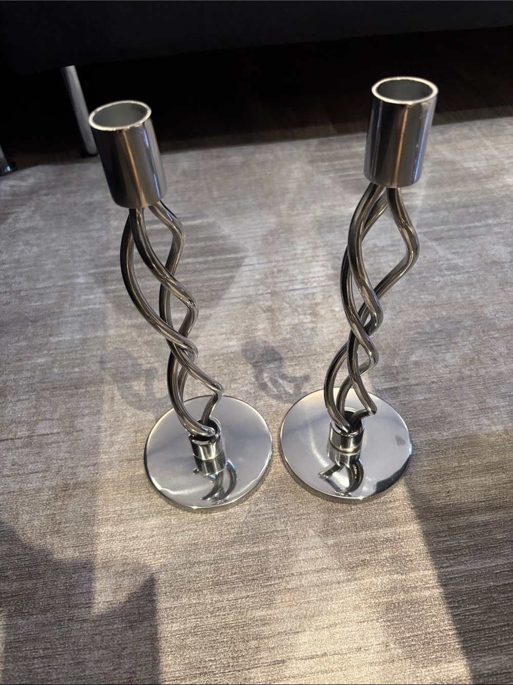 H&M Silver Twisted Metal Candle Holders - Pair